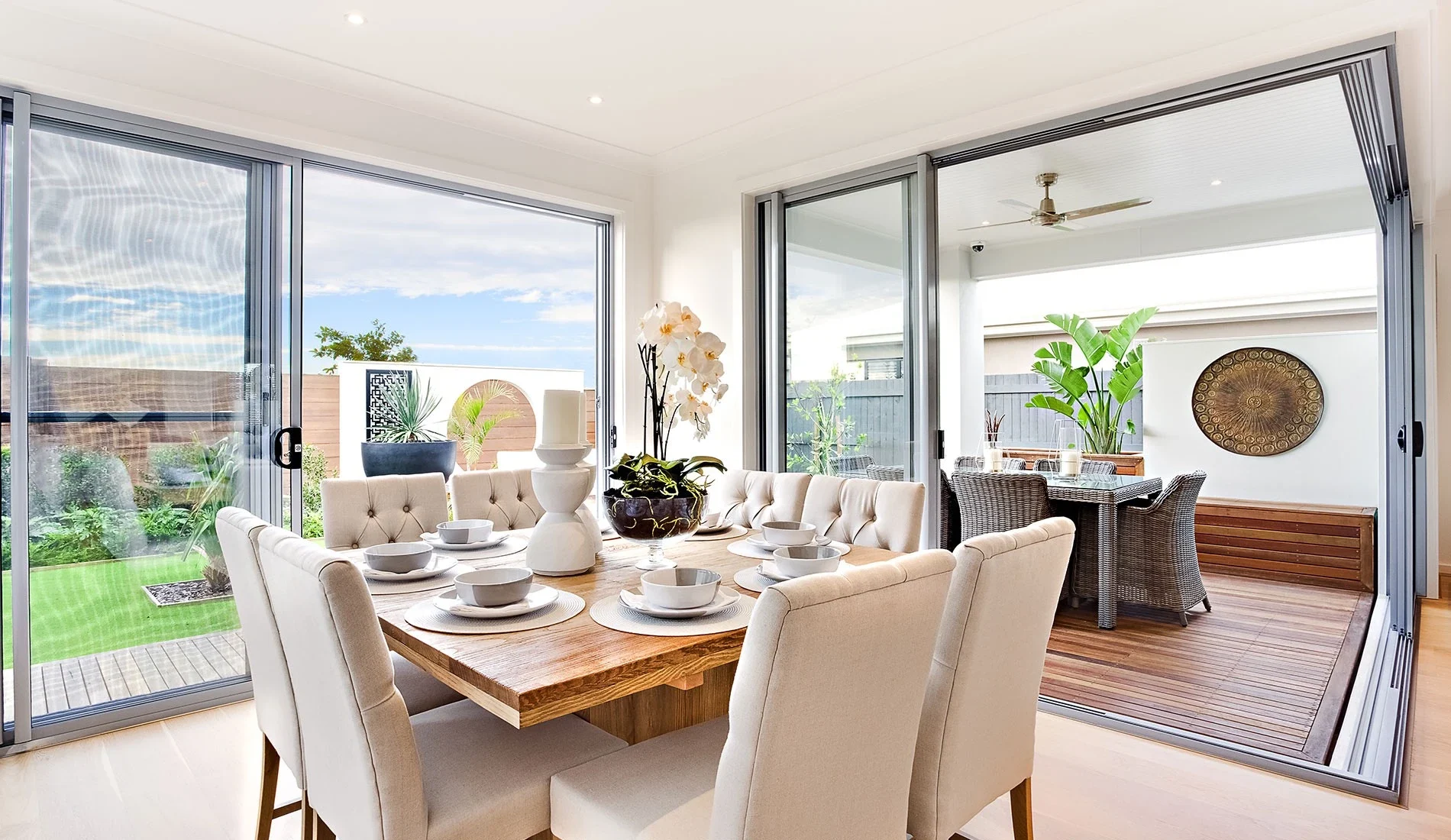 uPVC sliding patio doors around a bright dining space