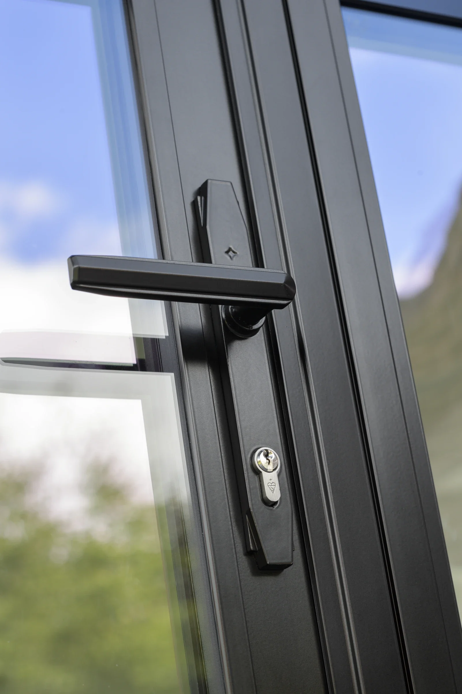 Close-up of a heritage aluminium door handle